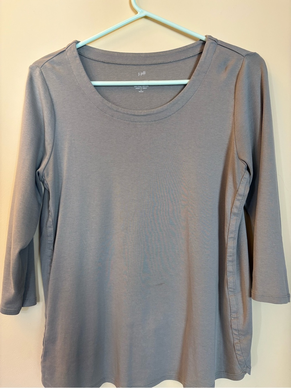 J. Jill Gray Scoop Neck 3/4 Sleeve Top